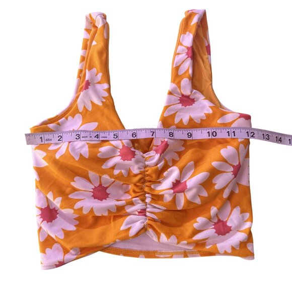 Gilly Hicks Swimsuit Top Womens Yellow Floral Crop Lined Padded Swimwear Size XS - Picture 4 of 6